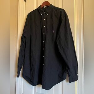 Ralph Lauren Big and Tall Men’s Long Sleeve Cotton Solid Shirt Black Purple Logo